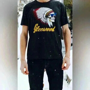 Gleewood Cochise Skull In A Headdress And Sunglasses Band Shirt Size XL